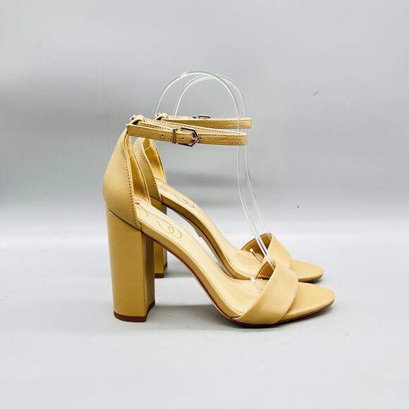 Sam Edelman Shoes - Sam Edelman Sandals Womens 5.5 Beige Leather Yaro Ankle Strap Block Heel Shoes
